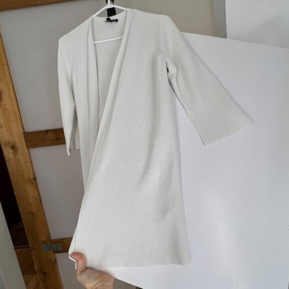 Eileen Fisher Tencel Silk Split‎ Sleeve 3/4 Length Open Cardigan White Sz M - Picture 14 of 14